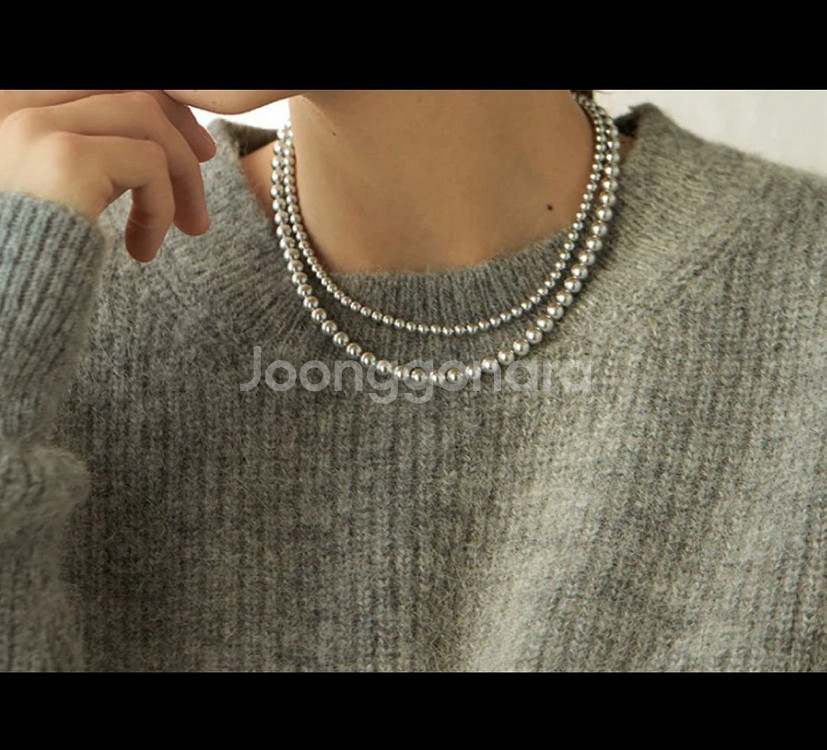 라이트 그레이 진주 목걸이 세트 4mm,6mm--0
