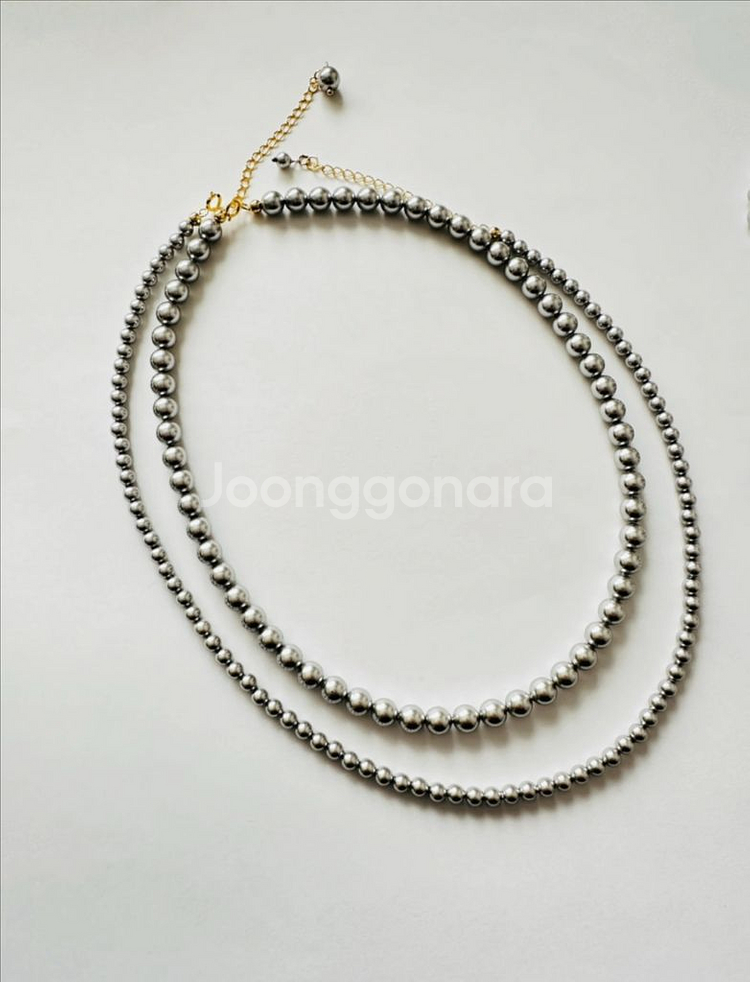 라이트 그레이 진주 목걸이 세트 4mm,6mm--2