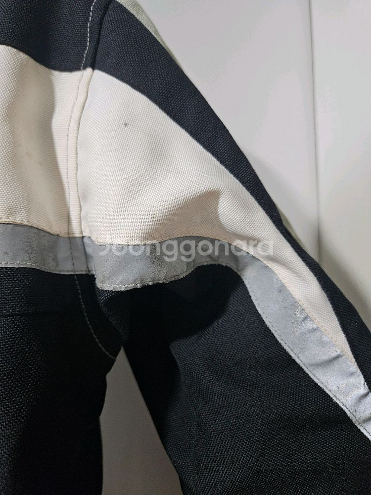 야마하 블랙 화이트 모터사이클 스티치 바이커 자켓 집업--4