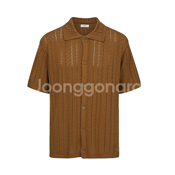 반팔 카라 가디건 브라운 100사이즈--0