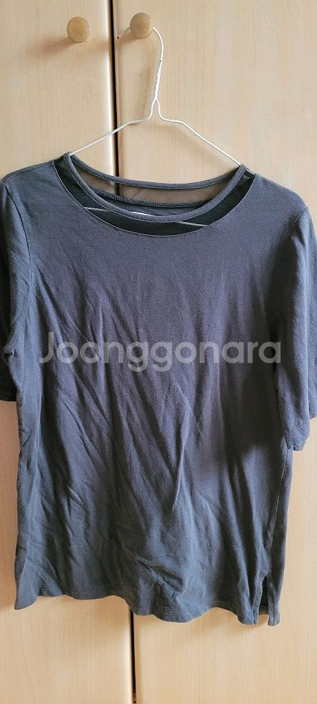 마쥬 매쉬 콤비 회색 티셔츠--0