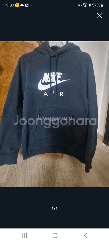 나이키에어후드티블랙. S/M--0