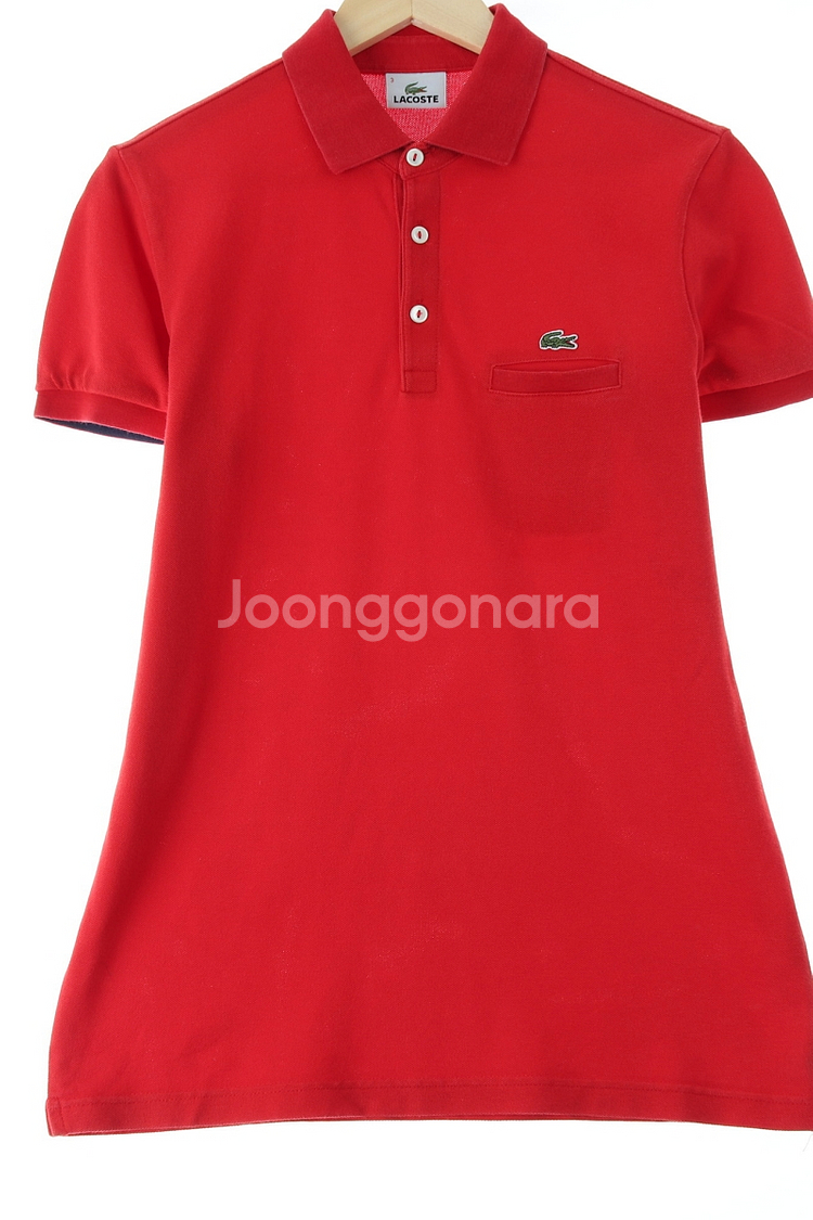(L) 라코스테 반팔 카라 티셔츠 레드 올드스쿨--0