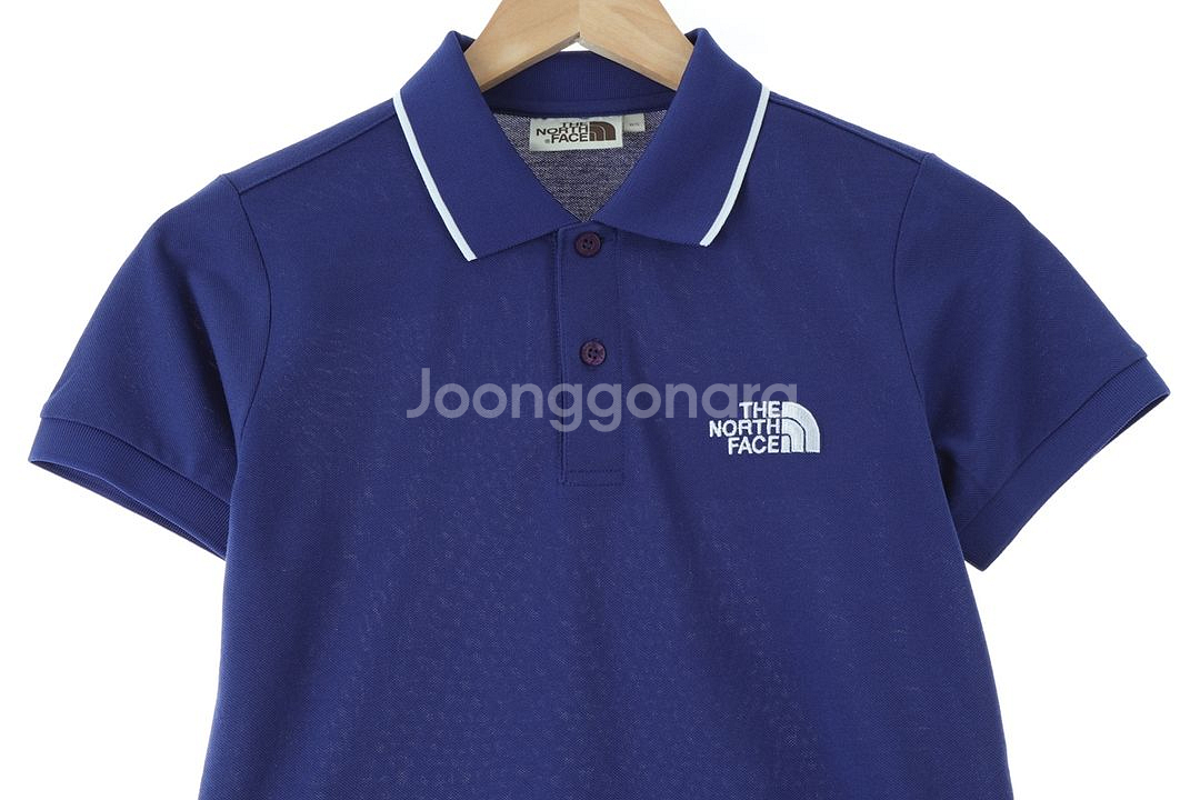 (S) 노스페이스 반팔 카라 티셔츠 기능성 블루--1