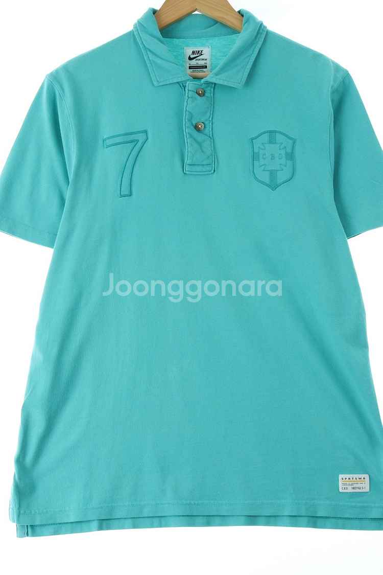 (XL) 나이키 반팔 카라 티셔츠 축구 브라질 국대--0