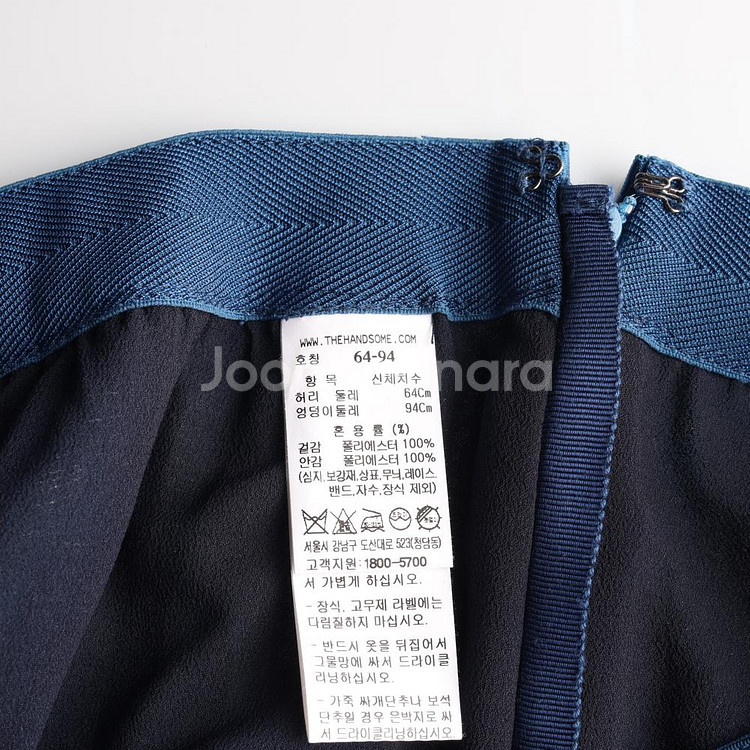 [S]타임 로고 밴딩 블루 패턴 롱 플리츠스커트 치마--6