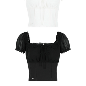 페일제이드 쉬폰 레이스 블라우스 블랙 m