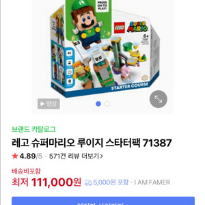 레고 슈퍼마리오 루이지스타터팩 71387 팝니다