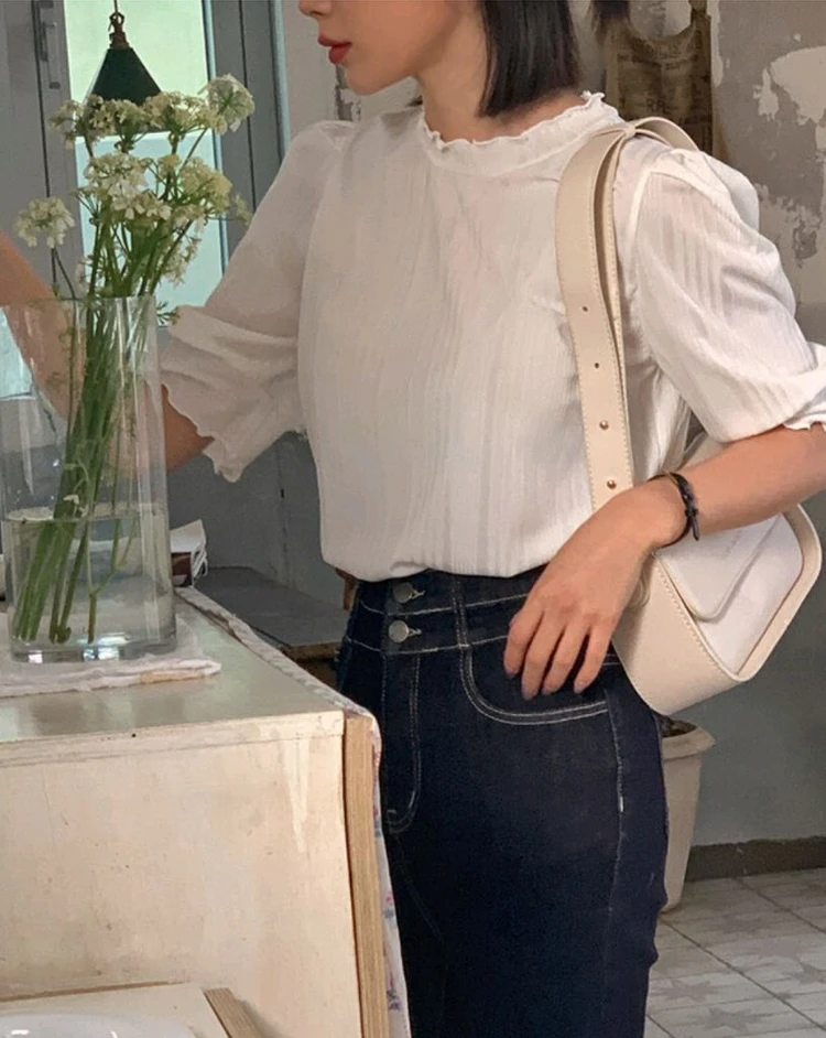 리리앤코 골지 퍼프 반팔티 이미지