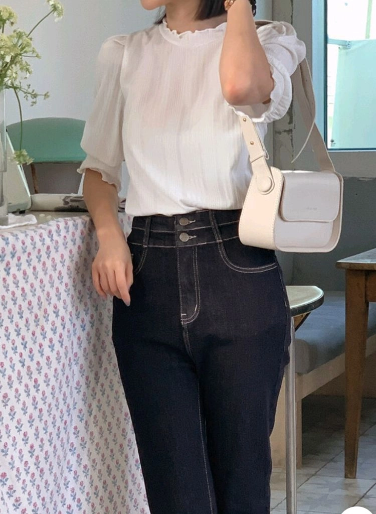 리리앤코 골지 퍼프 반팔티 이미지