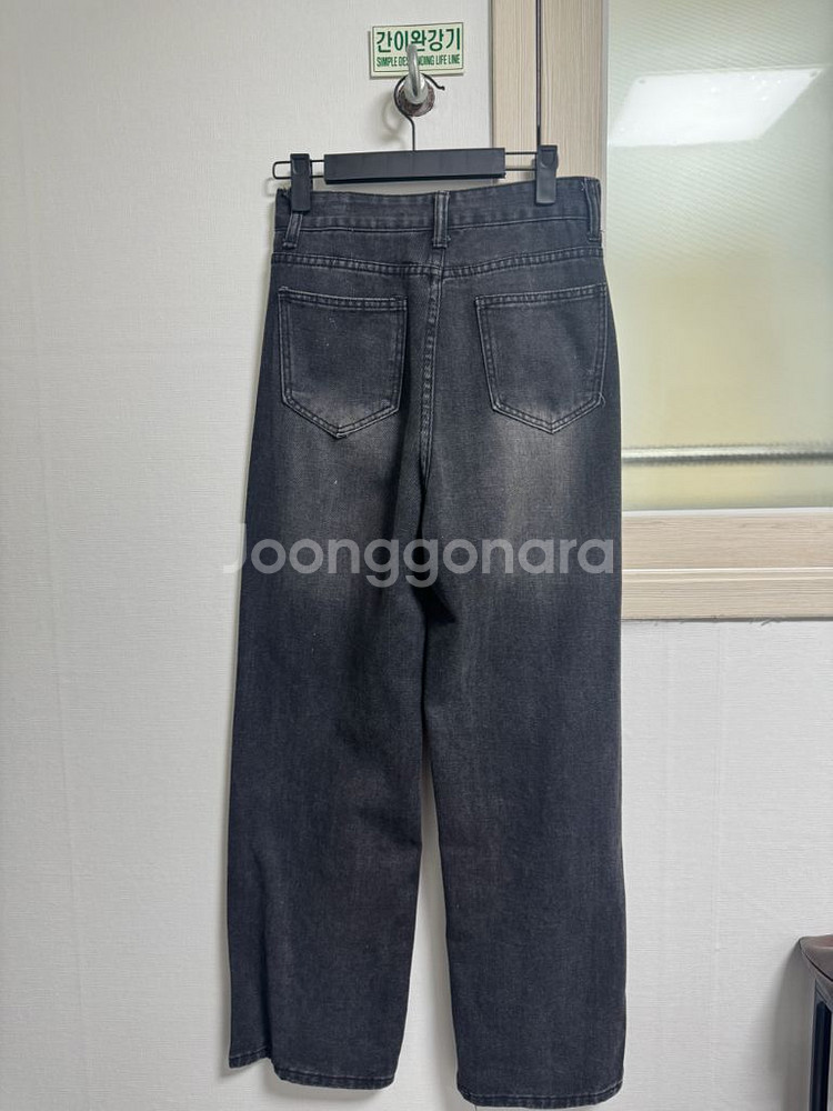 블랙 옆줄 데님 팬츠 (s)--2