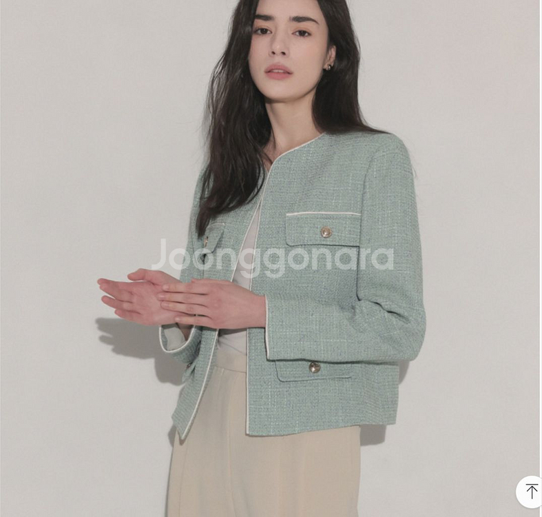 새상품) 브로우엔드 트위드 크롭 자켓 라벤더 민트--0