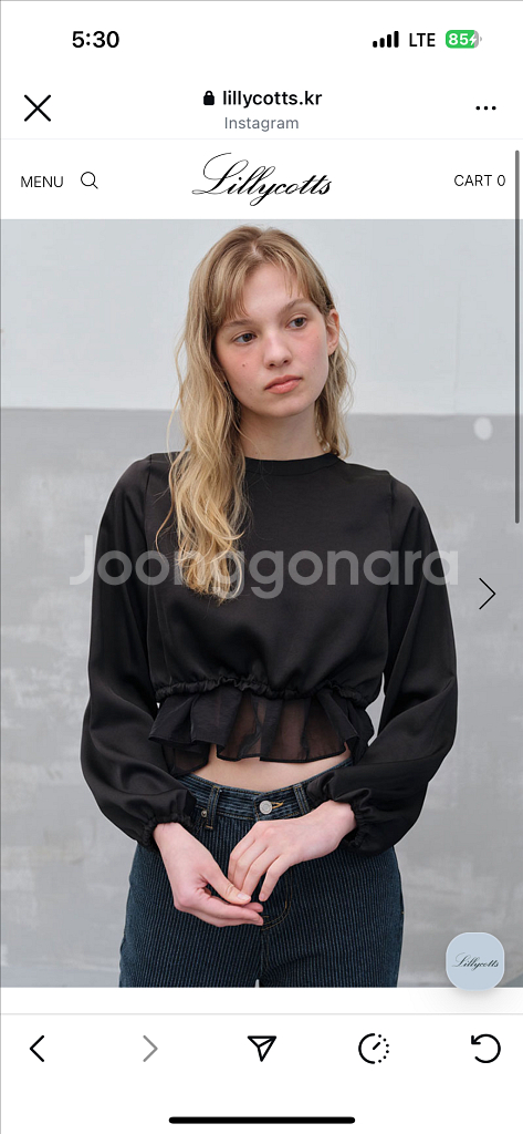 (택달린 새상품) 릴리코츠 시몬 블라우스 (블랙)--0