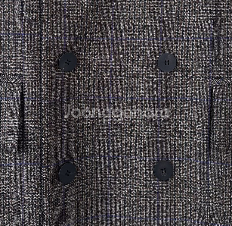 46 우영미 22fw 커프스 메인 체크 턴업 더블 코트--2