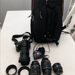 니콘 D5000 바디 렌즈4개 로우프로 카메라백