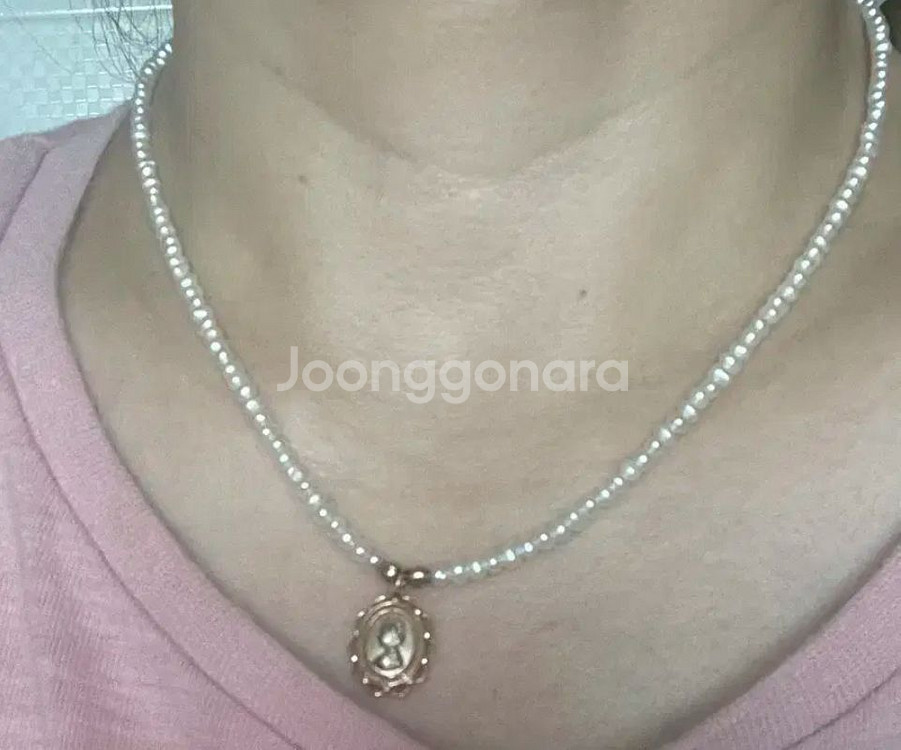 14k 로즈골드 팬던트 진주목걸이--6