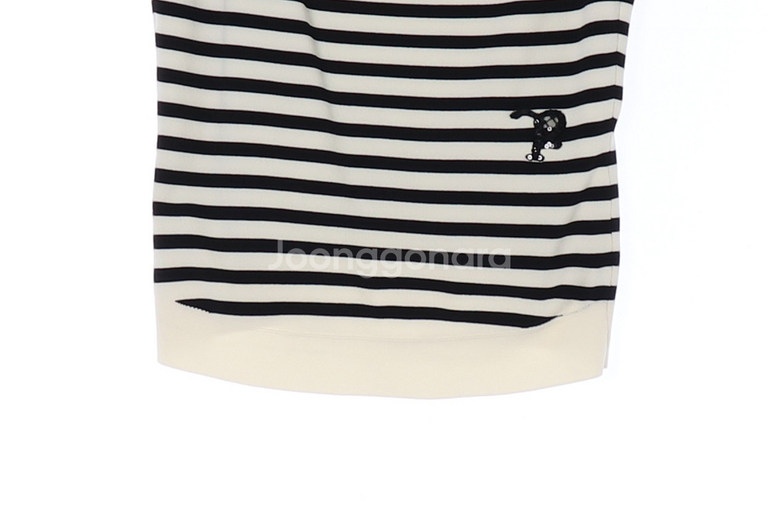 [M]타임 베이지 블랙 스트라이프 뷔스티에 민소매 니트--3