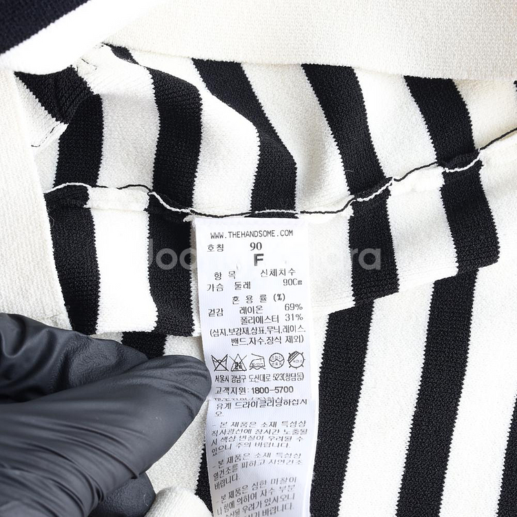 [M]타임 베이지 블랙 스트라이프 뷔스티에 민소매 니트--6