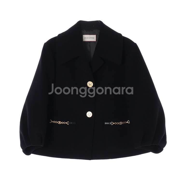 [S]모조에스핀 울캐시미어100% 빅카라 숏 코트 재킷--0