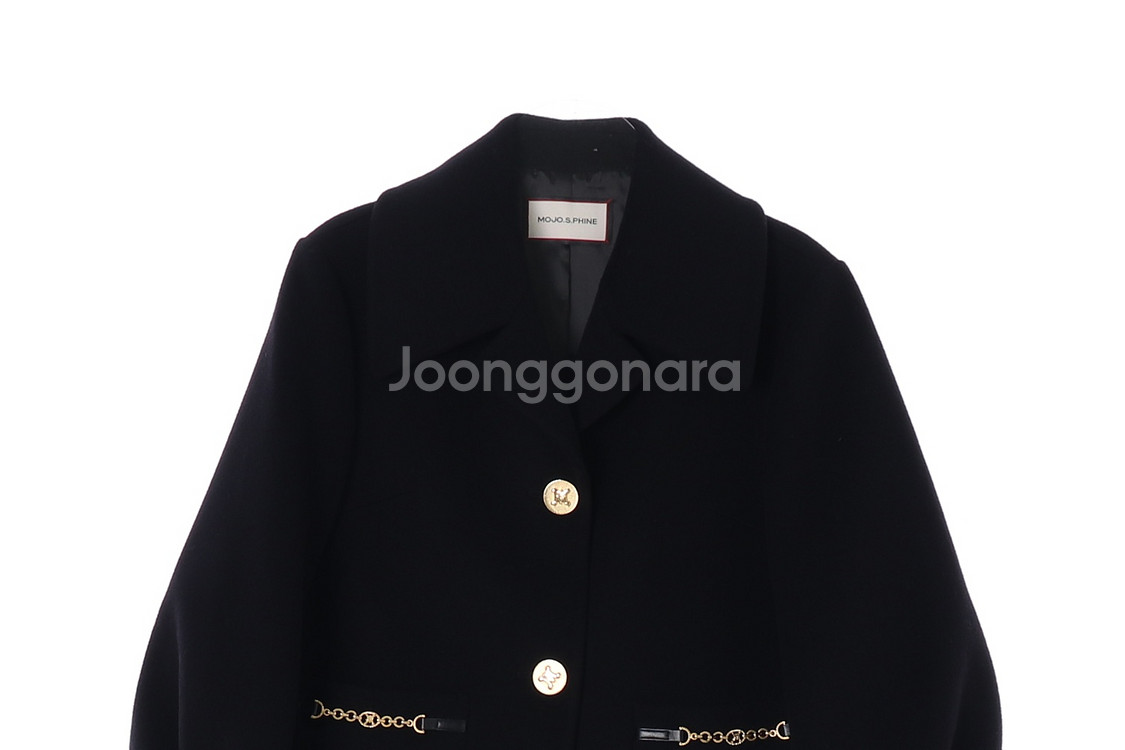 [S]모조에스핀 울캐시미어100% 빅카라 숏 코트 재킷--1