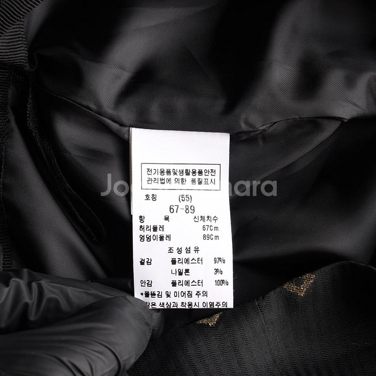 [S]모조에스핀 블랙 골드 패턴 리본 플레어스커트 셋업--5