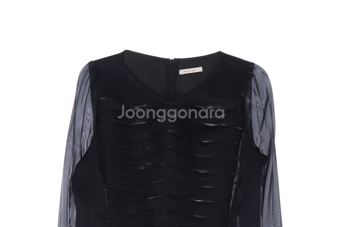 [S]지고트 뮤제드지고트 블랙 쉬폰 시스루 슬리브 블라--1