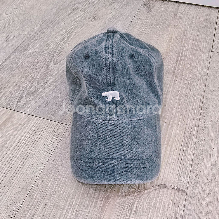곰돌이 자수 워싱 볼캡 네이비 캡모자 야구모자--1