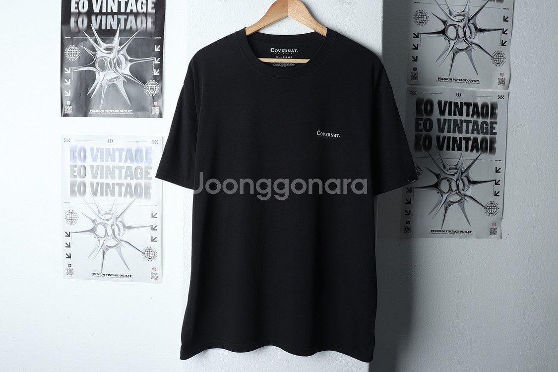 (XL) 커버낫 반팔 티셔츠 블랙 로고 기본--1