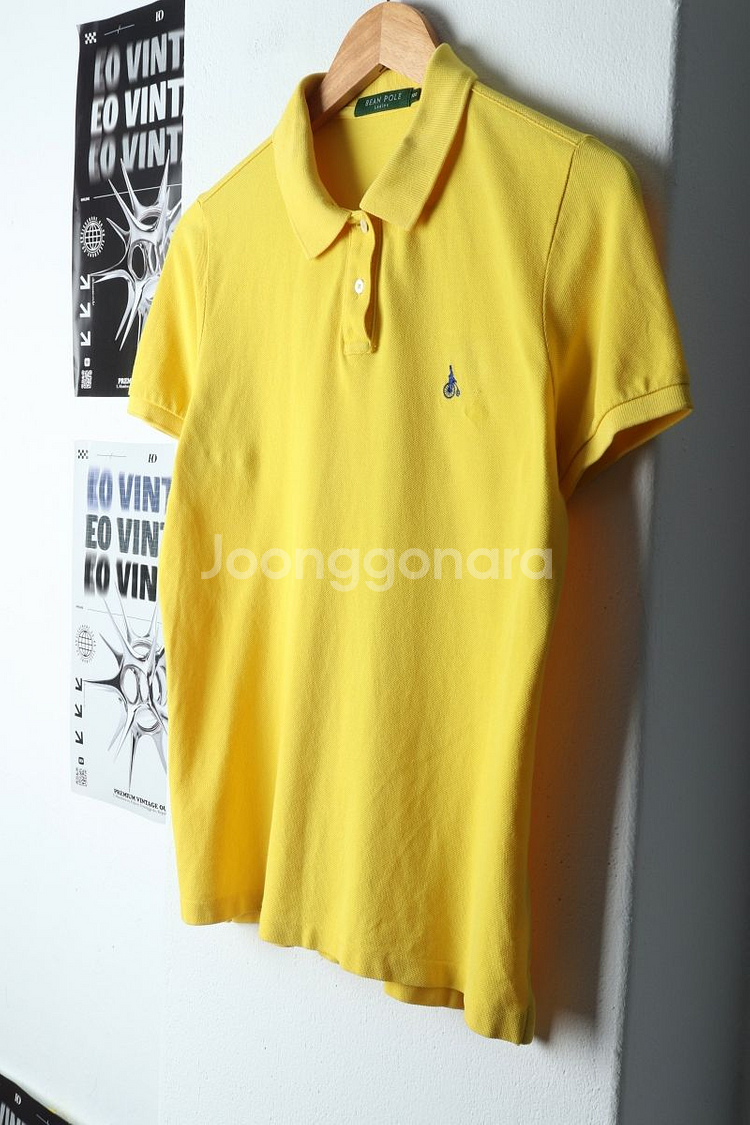 W(XL) 빈폴 반팔 카라 티셔츠 수선 노랑 올드스쿨--0