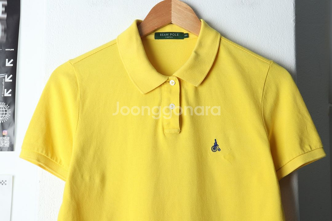 W(XL) 빈폴 반팔 카라 티셔츠 수선 노랑 올드스쿨--2