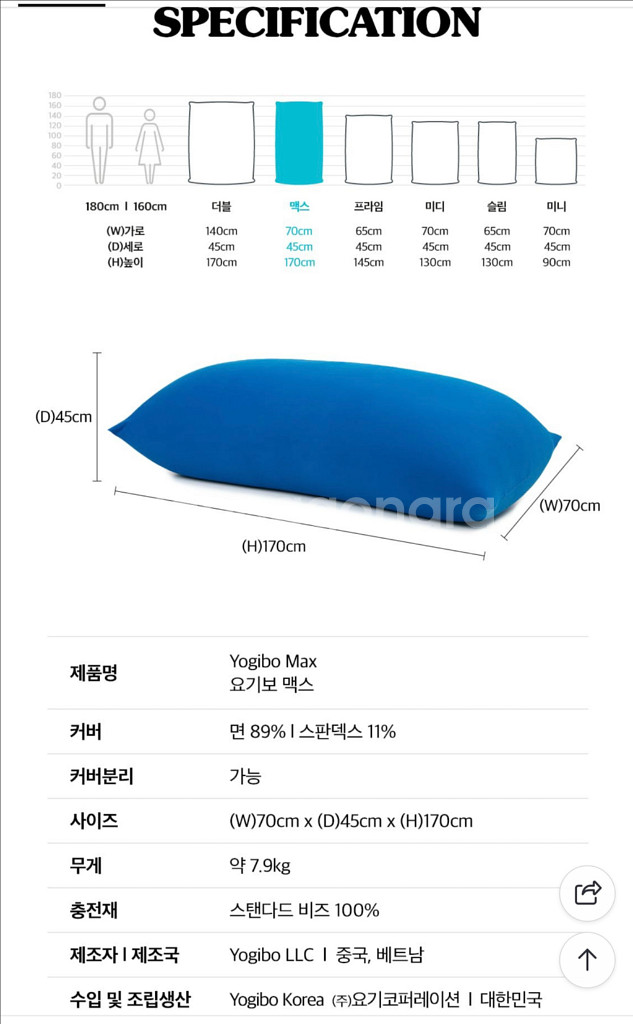 요기보 맥스 빈백 + 커버2개--3