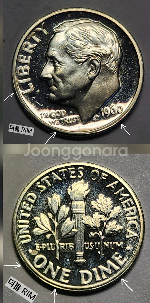 은화90 희소동전 미국주화 프루프 루즈벨트다임 1960--5