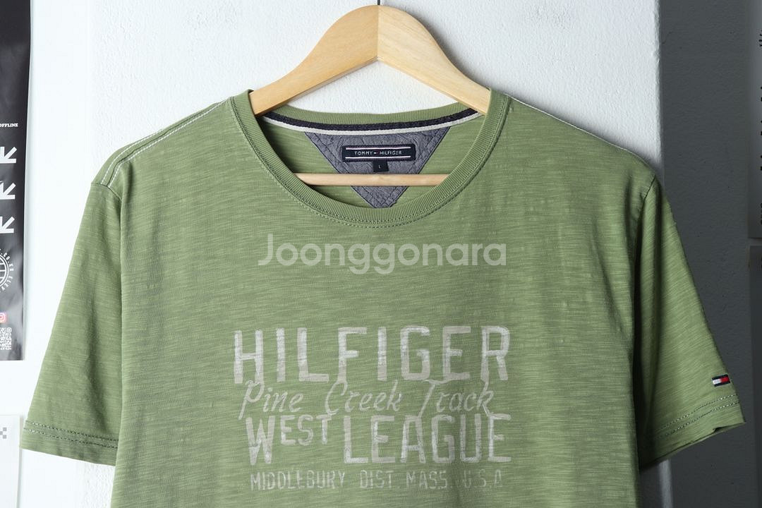 (L-XL) 타미힐피거 반팔 티셔츠 연그린 올드스쿨--1