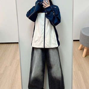 나이키 00s 스우시 자수로고 화이트 네이비 바람막이
