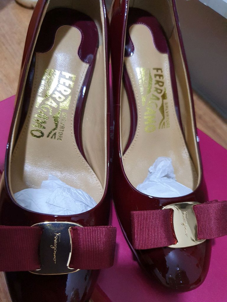 여성 버건디 와인 컬러 구두--1