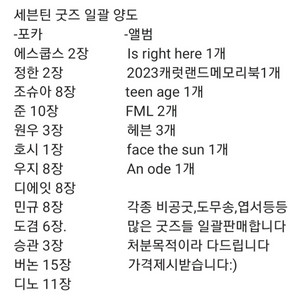 세븐틴 굿즈 일괄양도