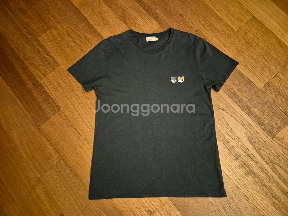 메종키츠네 22ss 더블폭스헤드 반팔티 블랙 XL--0