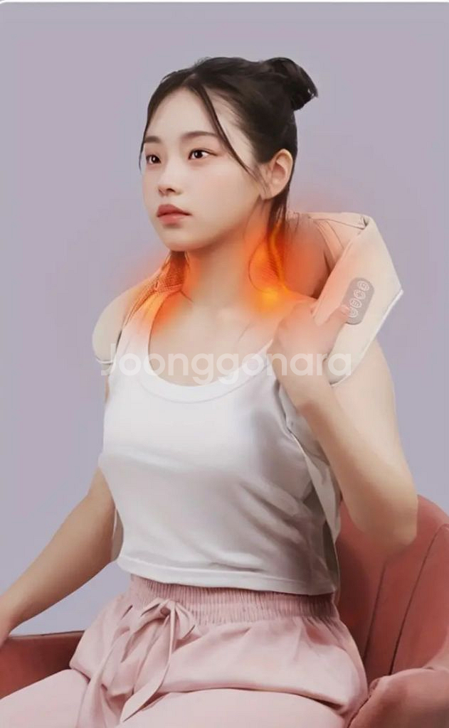 정품)무선 열기능 목/어깨 USB충전식 마사지 미개봉열--0