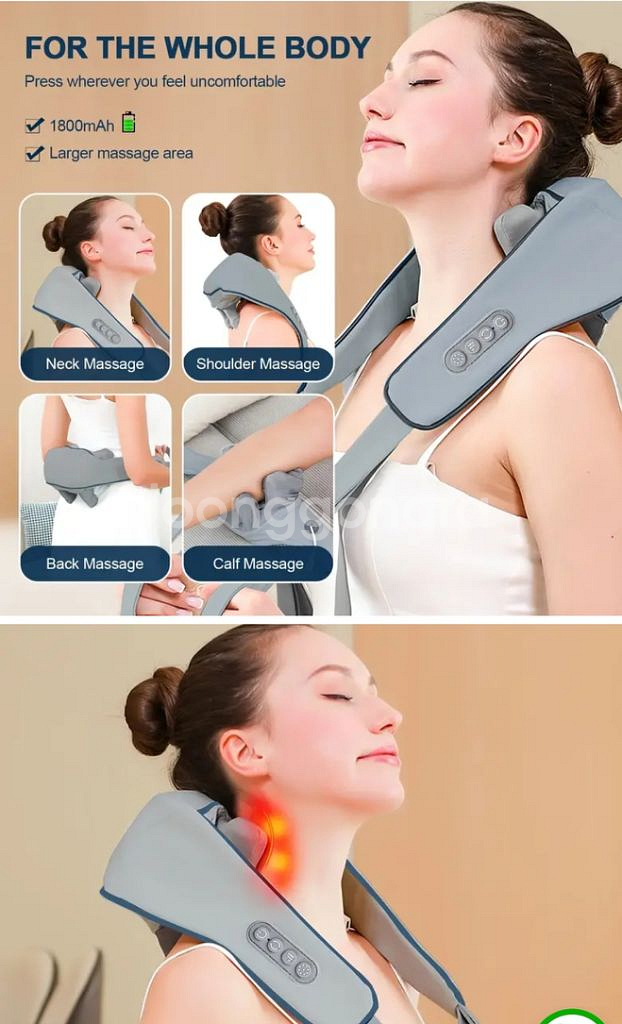 정품)무선 열기능 목/어깨 USB충전식 마사지 미개봉열--1