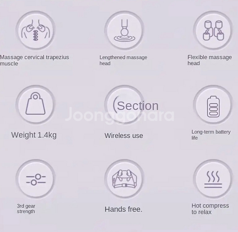 정품)무선 열기능 목/어깨 USB충전식 마사지 미개봉열--6