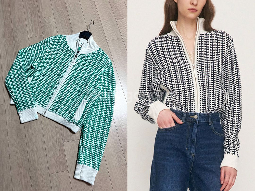 23 베르니스 하이넥 니트 집업 가디건 자켓 골프웨어--0