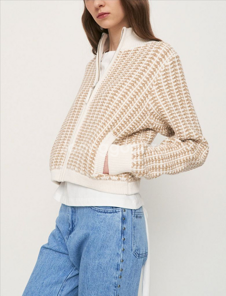 23 베르니스 하이넥 니트 집업 가디건 자켓 골프웨어--1