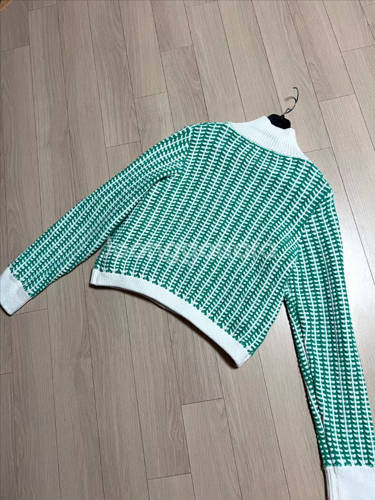 23 베르니스 하이넥 니트 집업 가디건 자켓 골프웨어--3