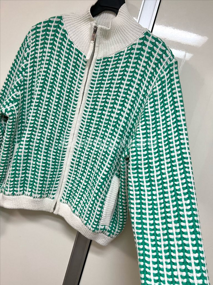 23 베르니스 하이넥 니트 집업 가디건 자켓 골프웨어--4