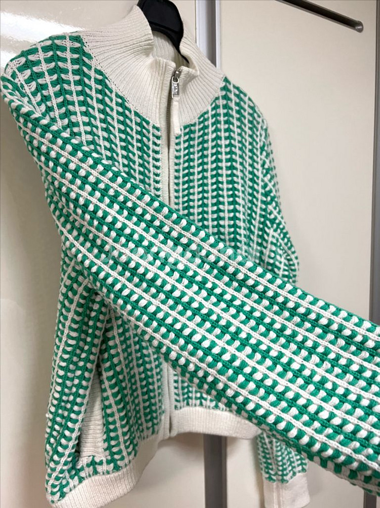 23 베르니스 하이넥 니트 집업 가디건 자켓 골프웨어--5