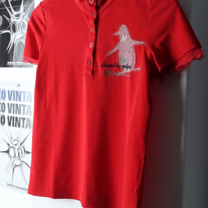 W(M) 먼싱웨어 반팔 카라 티셔츠 골프 레드 레이스