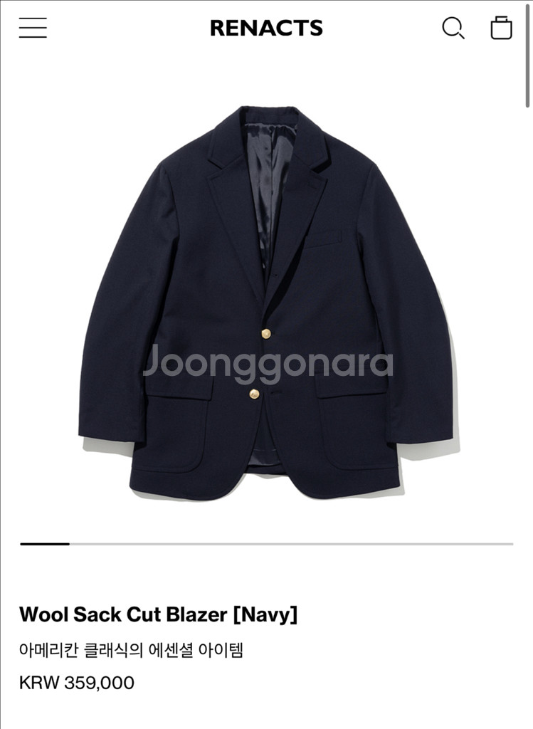 리넥츠 Wool Sack Cut Blazer [Navy--3