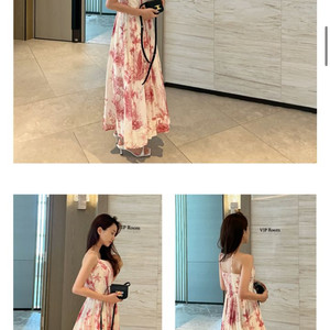 휴양지 핑크 롱 원피스