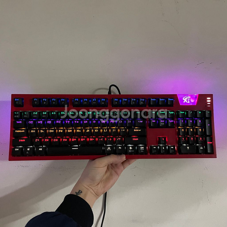 앱코해커 K660ARC 레드 키보드 마우스 헤드셋 스피--1