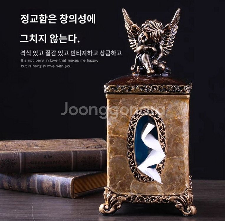 새상품)천연 자개 천사 스탠딩 티슈 케이스 휴지통 장식--5